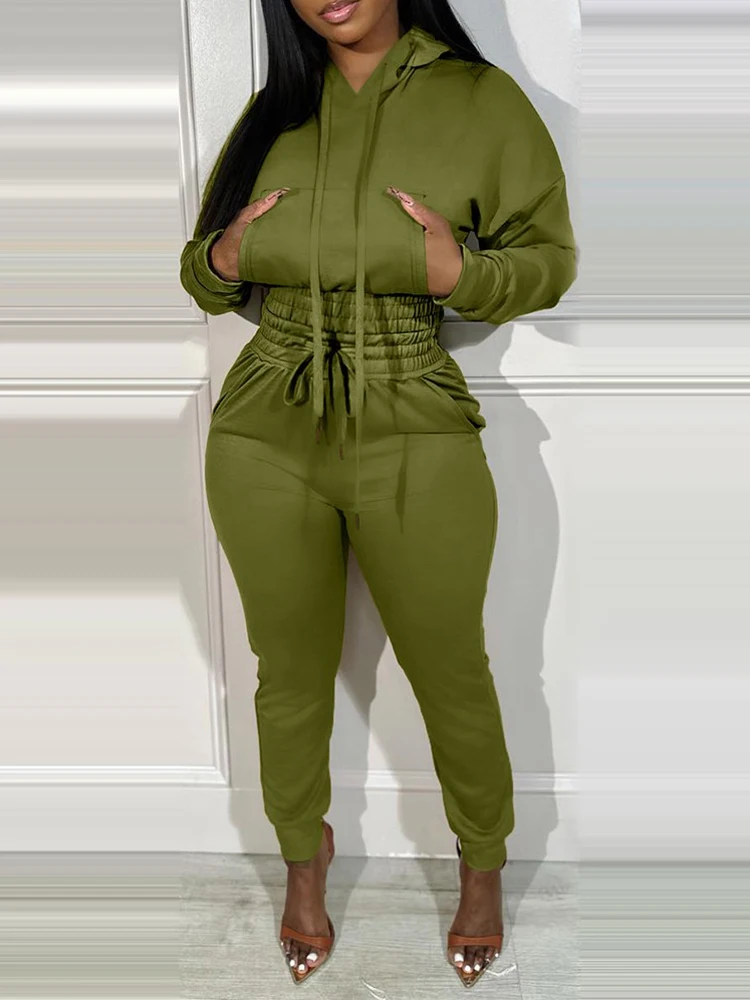 Укороченная Толстовка С Карманами и спортивные брюки с высокой талией