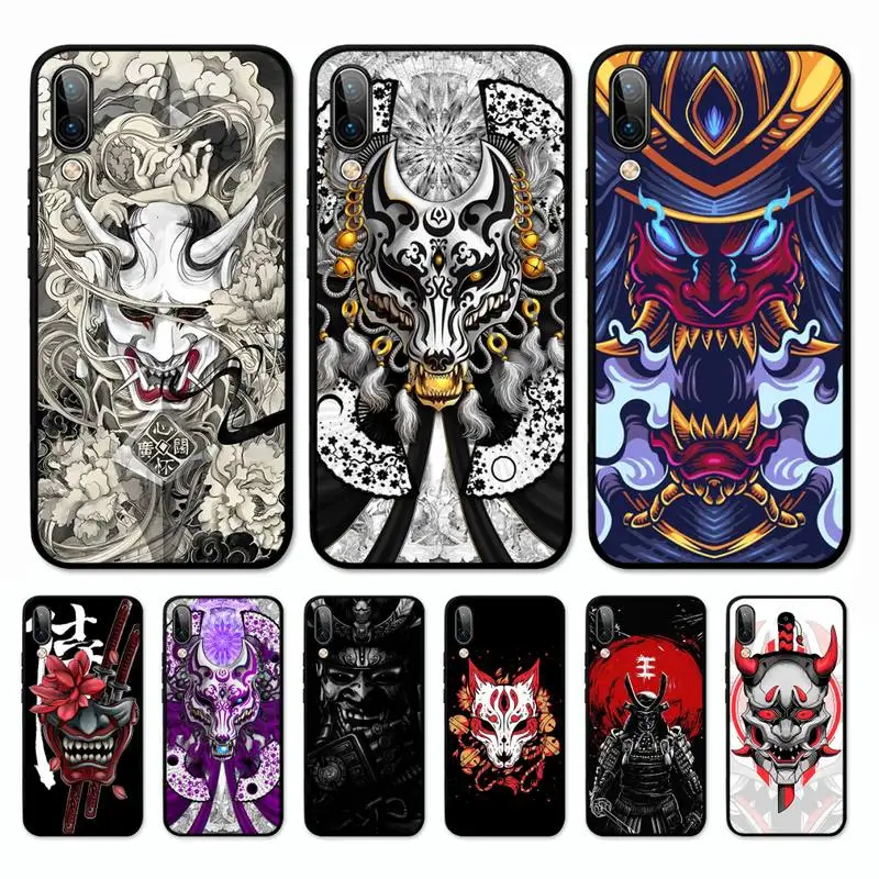 

YNDFCNB Samurai Oni Mask Phone Case for Vivo Y91C Y11 17 19 17 67 81 Oppo A9 2020 Realme c3