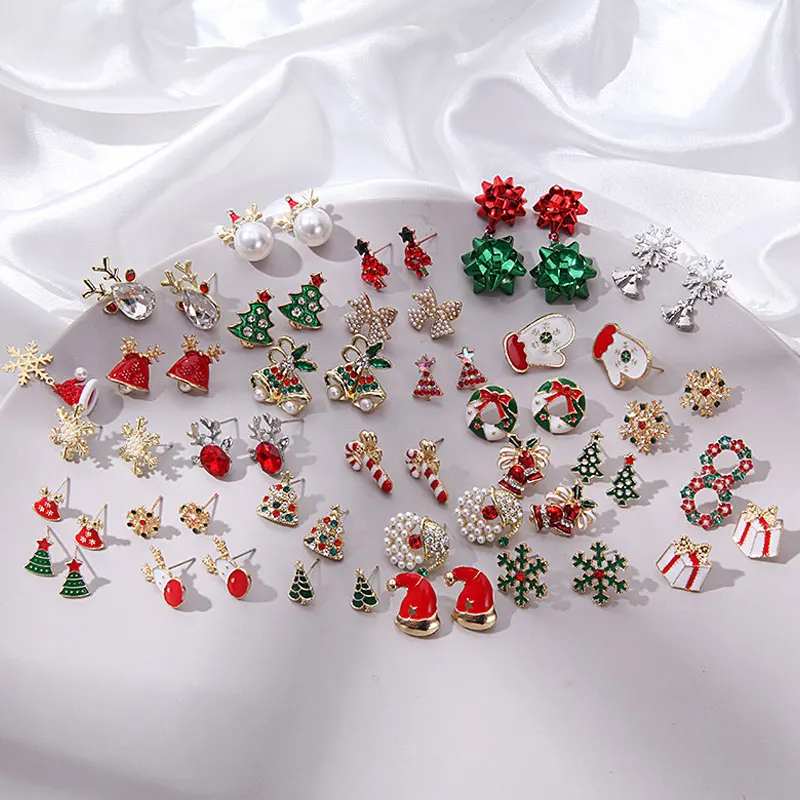 

Christmas Diamonds Ear Studs Christmas Tree Snowflake Bell Earrings Fashion Luxury Earring Korean Fashion Jewelry For Women