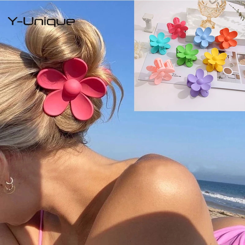

Flower Shape Design Hair Claws Clips for Women Girls Candy Color Hair Crab Clamps Solid Hairpins Korean Fashion Hair Accessories