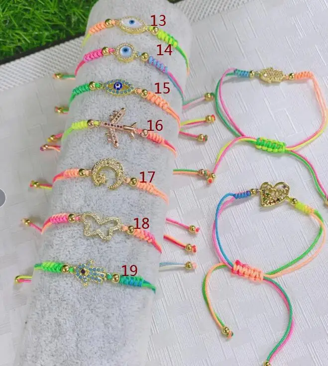 

Луна бабочка самолёт ручная работа Медные CZ бусины регулируемый браслет плетеный веревочный браслет Цветной Шнур Ювелирные изделия sf3s