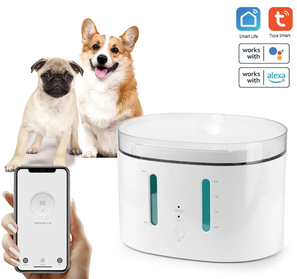 

New Tuya Automatic Water Fountain Cat Drinker 2.5L Pet Water Feeder Smart Dispenser Bowls APP Control Auto Circulation Filter
