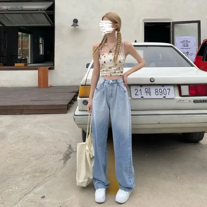 

DD1627 Wide leg thin section high waist drape straight loose new pants jeans