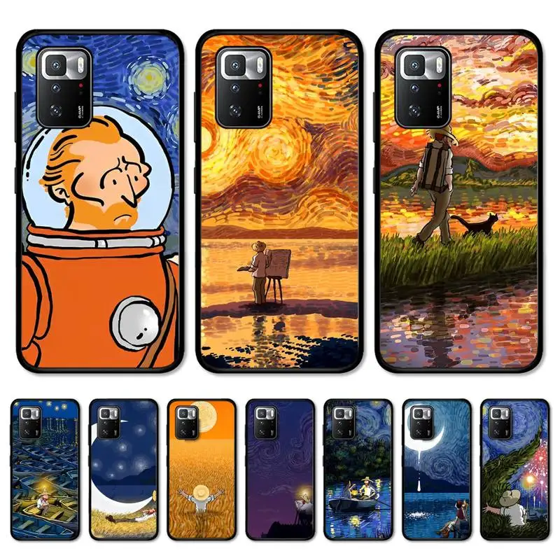 

Van Gogh Starry Sky Art Phone Case For Redmi Note 8A 7 5 Note8pro 8T 9Pro note 6pro Funda Capa