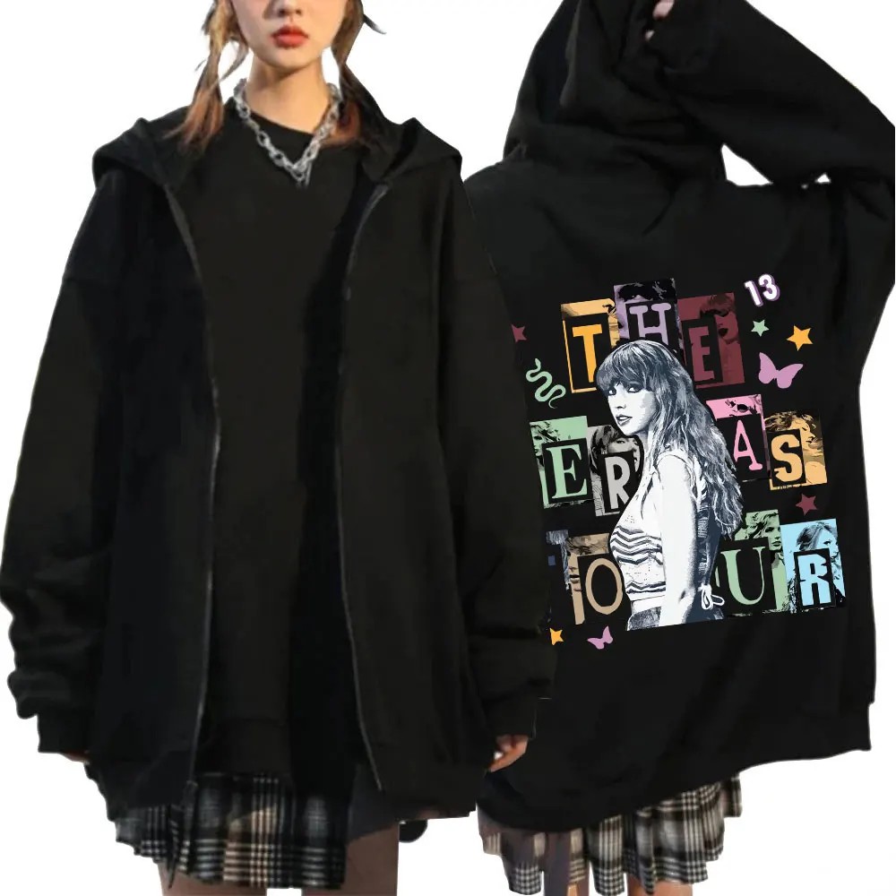 

2023 Taylor The Eras World Tour Concert Zipper Hoodie Men Women Vintage Zip Up Sweatshirt Fashion Oversized Hoodies Jacket Coats