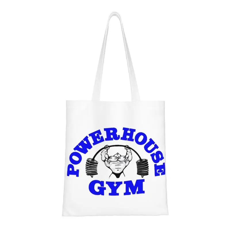 

Recycling Powerhouse Gym Logo Shopping Bag Women Shoulder Canvas Tote Bag Washable Bodybuilding Fitness Groceries Shopper Bags