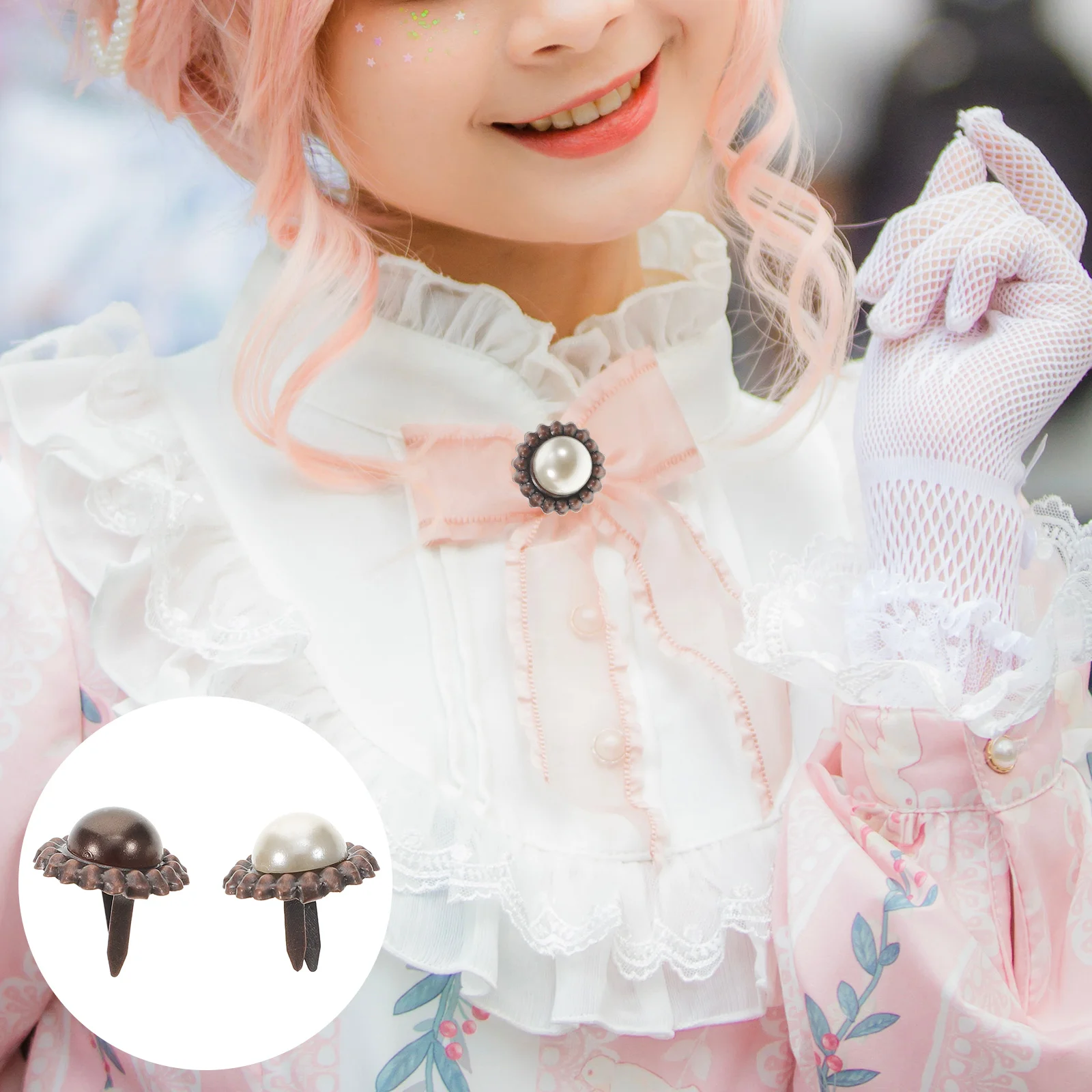 

Brads Paper Fastenerspearl Brad Scrapbooking Round Crafting Mini Crafts Fastener Craft Metal Decorative Fasteningpins Button