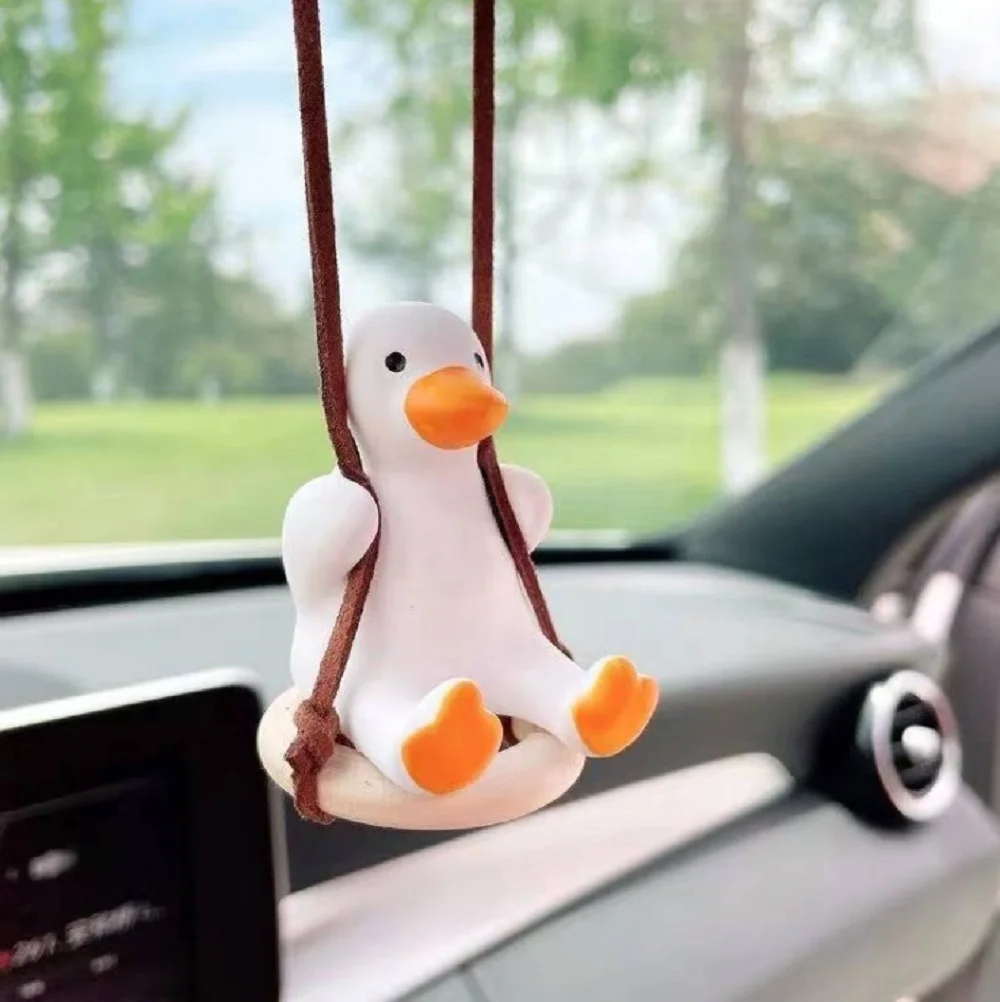 

Cute Little Duck Car Pendant Decoration Duck Swing Auto Rearview Mirror Pendant Automotive Interior Decoration Accessories Gift