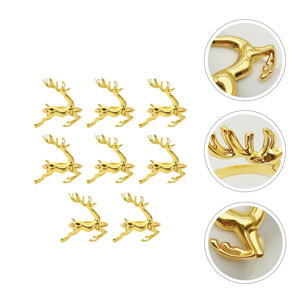 

Napkin Rings Holder Deer Christmas Ring Holiday Dinner Reindeer Holders Weddingtablesgolden Buckle Party Serviette Metal Gold