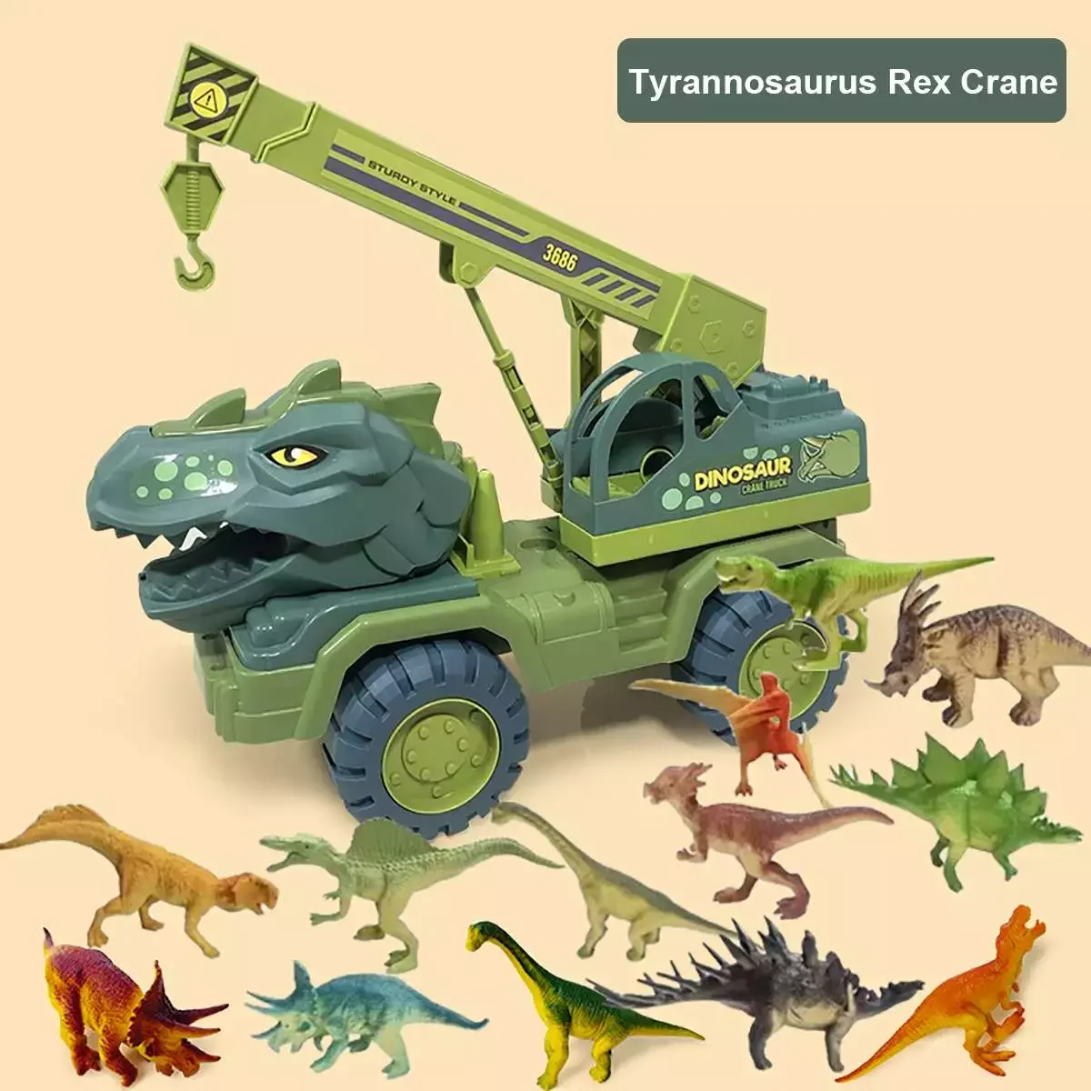 Игрушечный динозавр тираннозавр 38 см Инженерная техника экскаватор кран