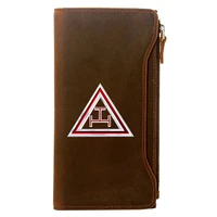 new masons triangle design printing long wallets zipper large capacity genuine leather male purse clutch bag bi1483