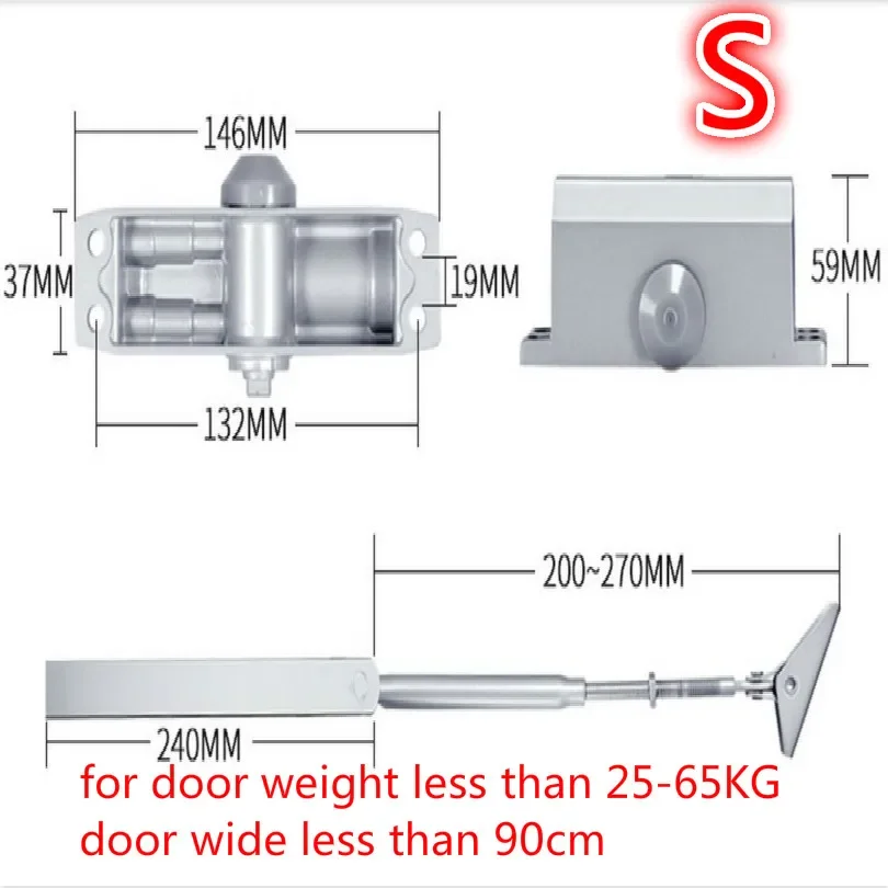 S 0-180 ° Автоматическое открывание дверей Автоматический дверной доводчик Пружина