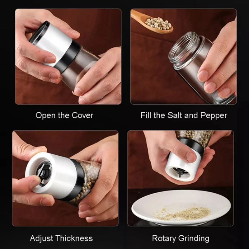 Мельница для соли и перца набор из 2 регулируемая керамическая мельница морской |