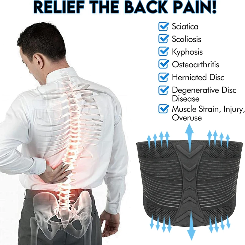 Men Waist Trainer Slimming Body Shaper Steel Bones Breathable Hole Back Brace Lumbar Support Belt for Heavy Work Lifting