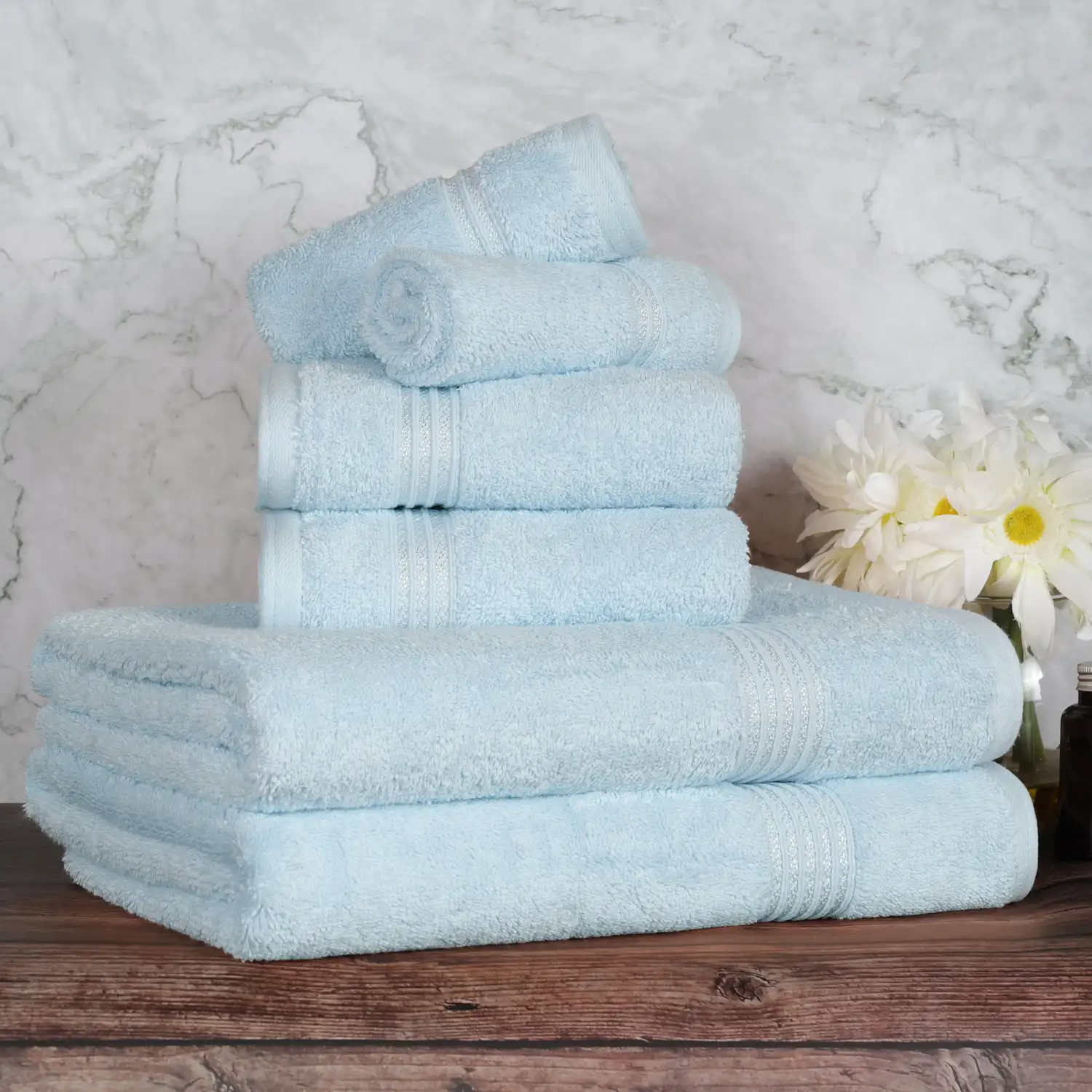 

BNM Egyptian Cotton Medium Weight 6 Piece Bath Towel Set, Assorted Colors