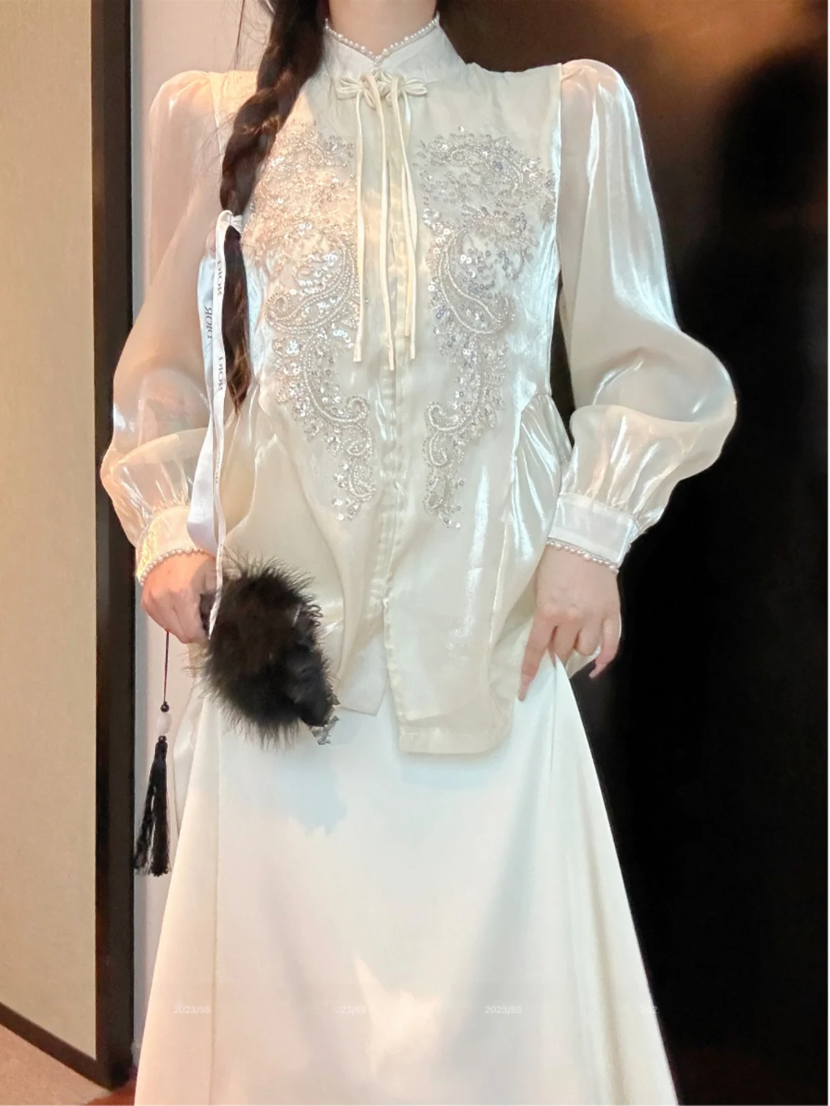 Женская одежда больших размеров новый китайский комплект Sle National осенний топ High