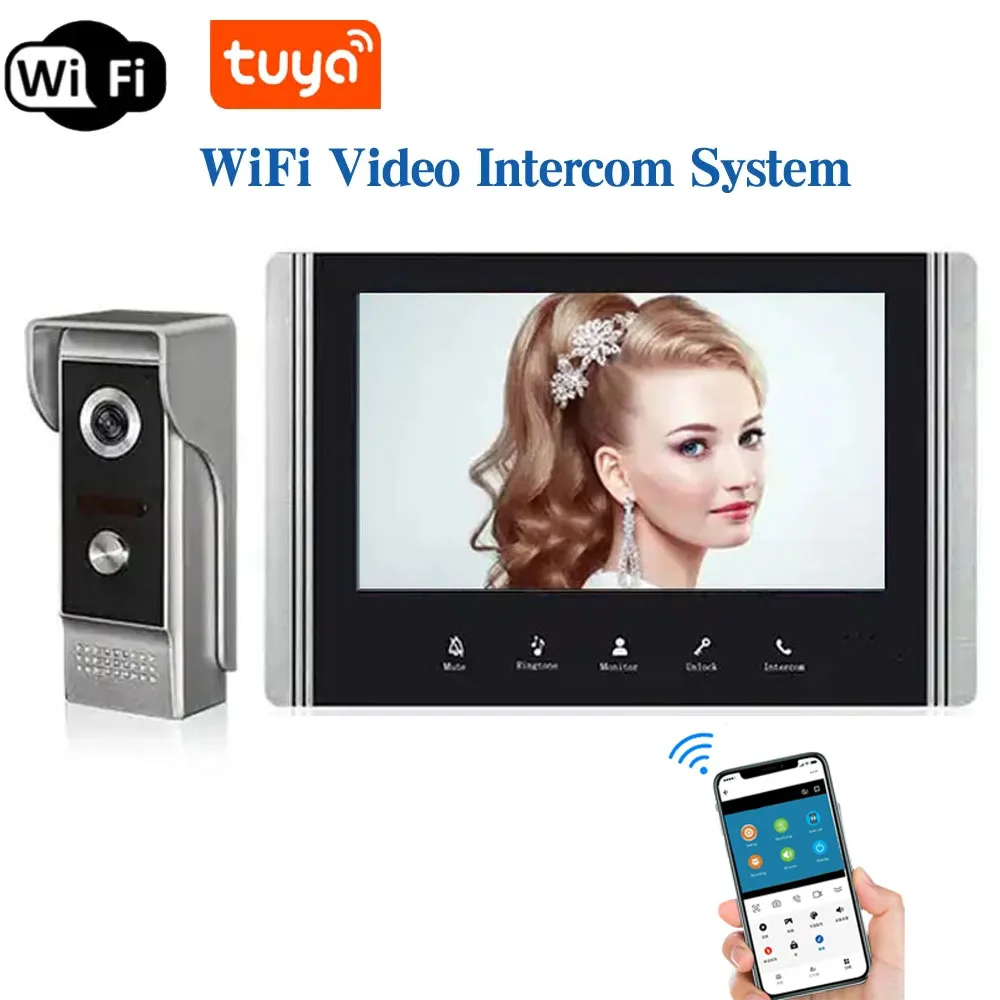 

Беспроводной дверной звонок с Wi-Fi управлением через приложение TUYA, TFT ЖК-дисплей 7 дюймов, водонепроницаемый видеодомофон с дистанционным управлением