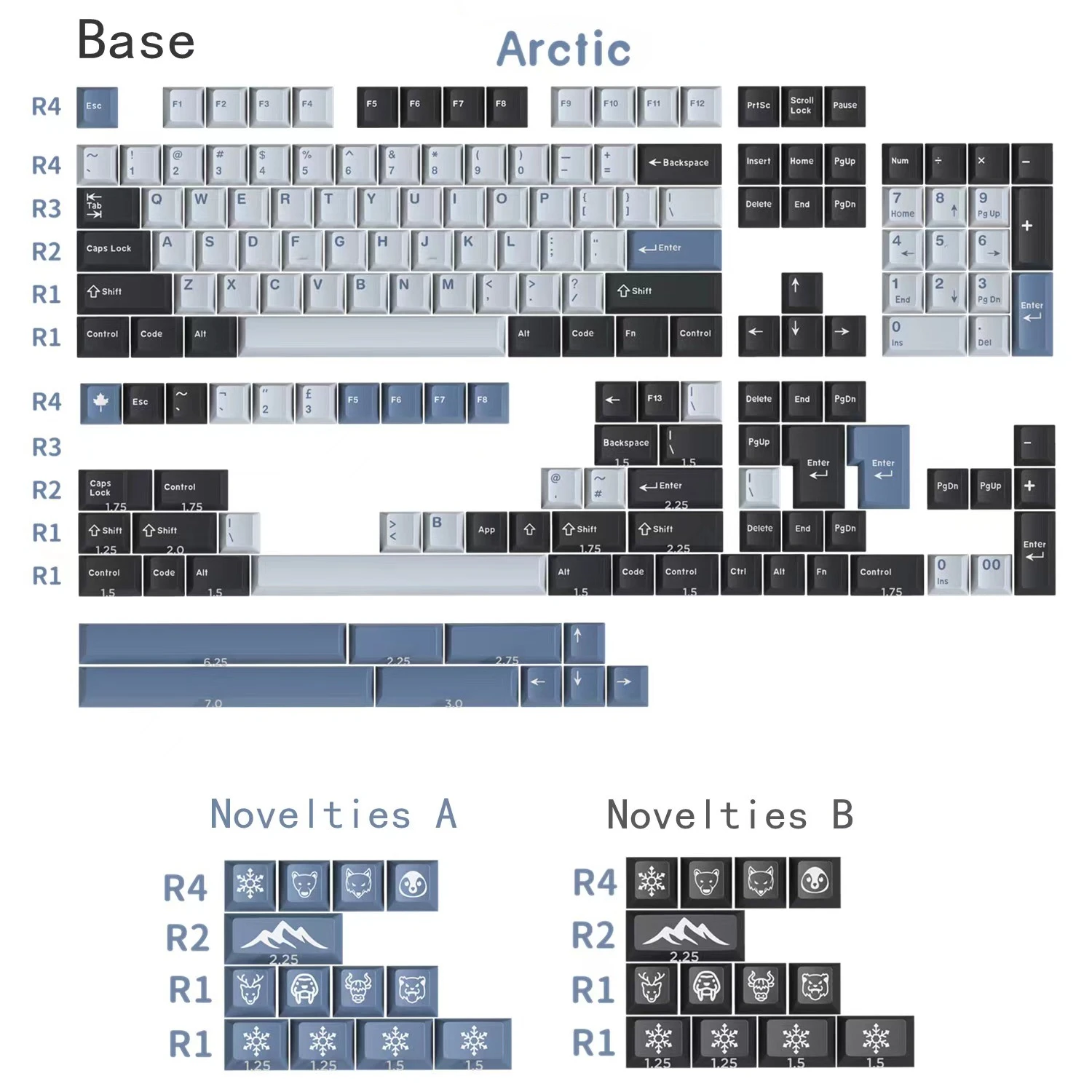 

Клавиши GMK Arctic с профилем вишни, двойные колпачки клавиш из АБС-пластика для MX Switch, механическая клавиатура с ISO Enter 7U, пропускная панель, 1 комплект