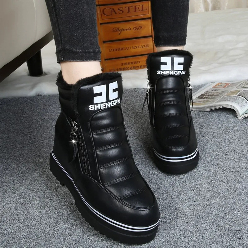 

Women Warm Winter Boots Increase PU Leather Shoes Cotton Ankle Platform Botas Waterproof Snow Boots Woman Zapatos Mujer 2020 New