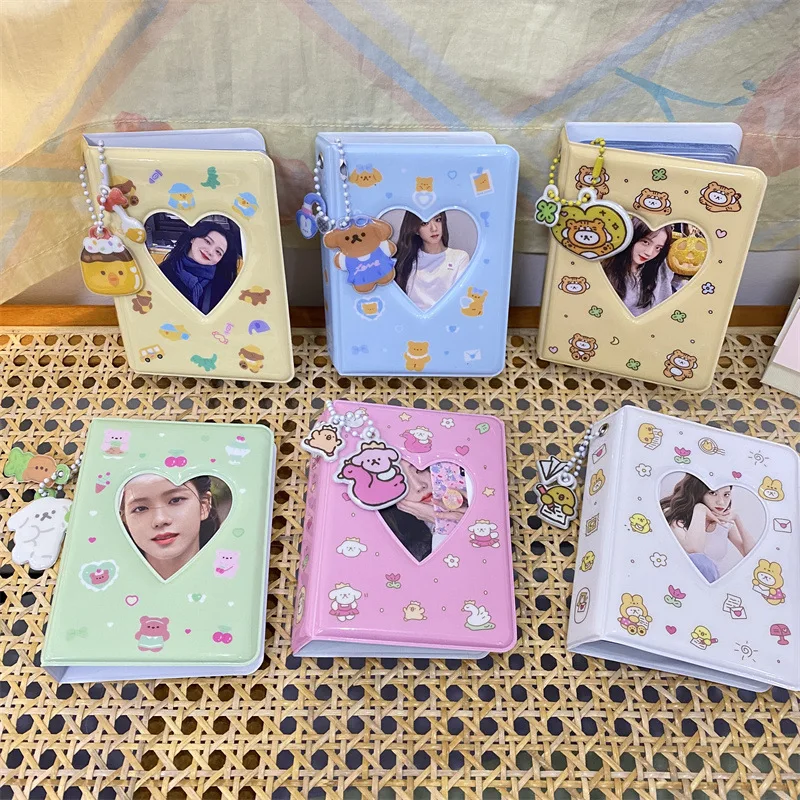 

3 Inch 40 Pockets Photo Album Love Heart Hollow Album Cartoon Bear Rabbit Collect Book PVC Photocard Holder Cute INS DIY