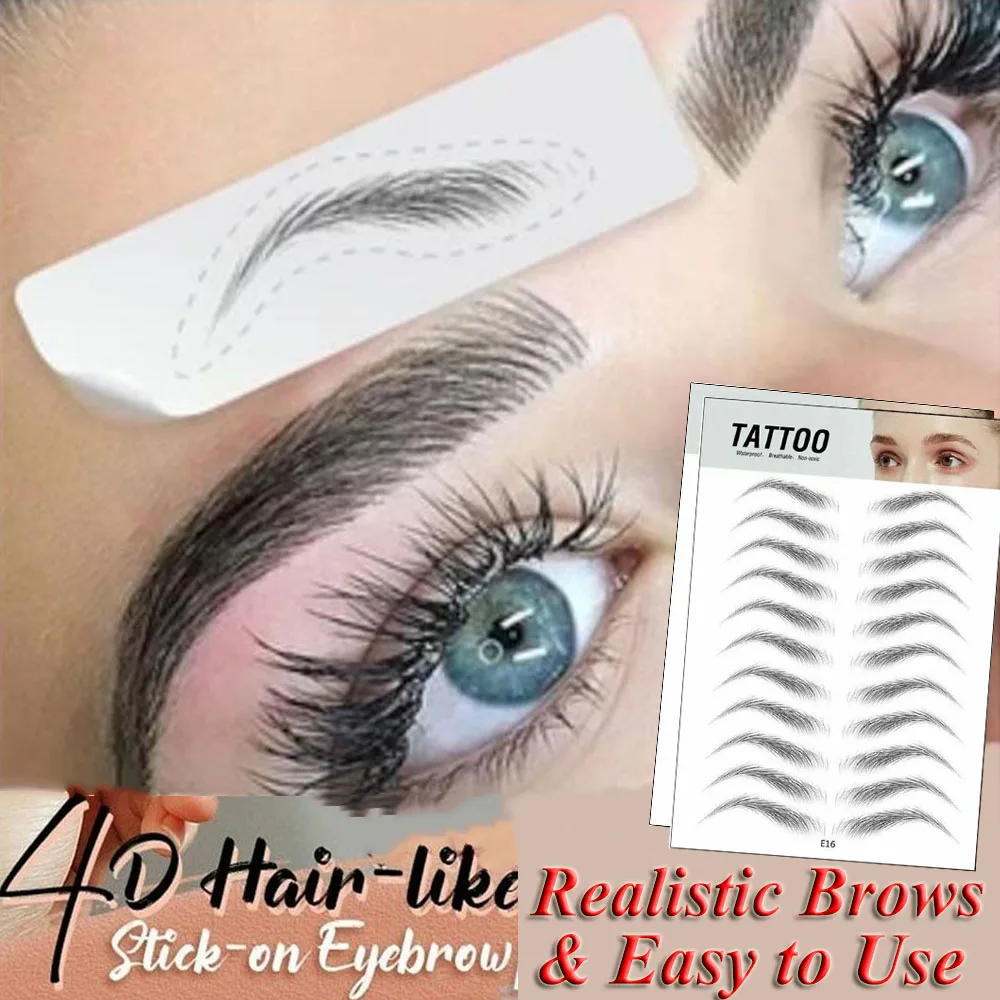 

4D Eyebrow Tattoo Sticker Hair-Like False Eyebrows Waterproof Long Lasting Water Transfer Eye Brow Stickers Eyebrow Makeup Tool