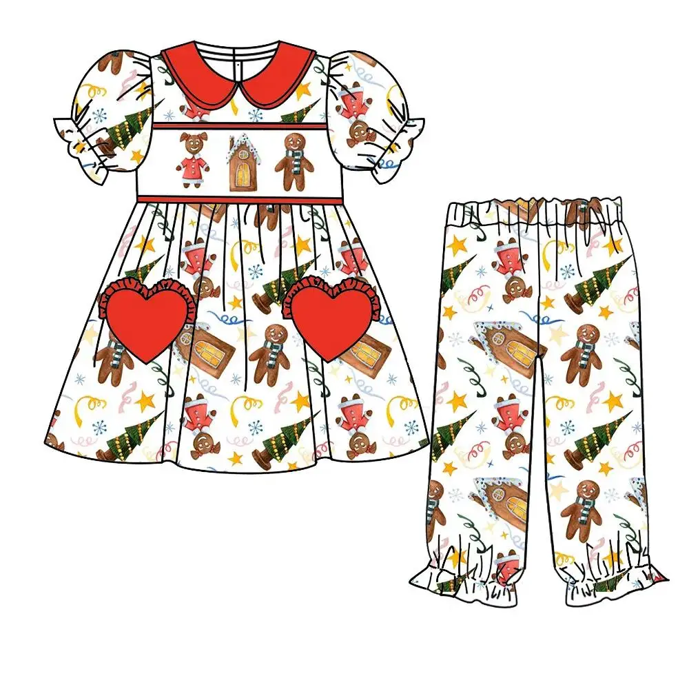 

Christmas Girl Series Set Set Pajamas Set + Dress Set + Jumpsuit Christmas Gingerbread Man Pattern Milk Silk Noodle Chat