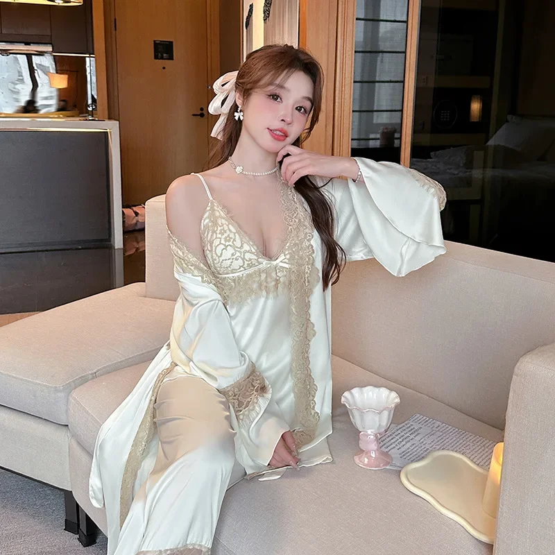 Женская атласная ночная рубашка с цветочным принтом