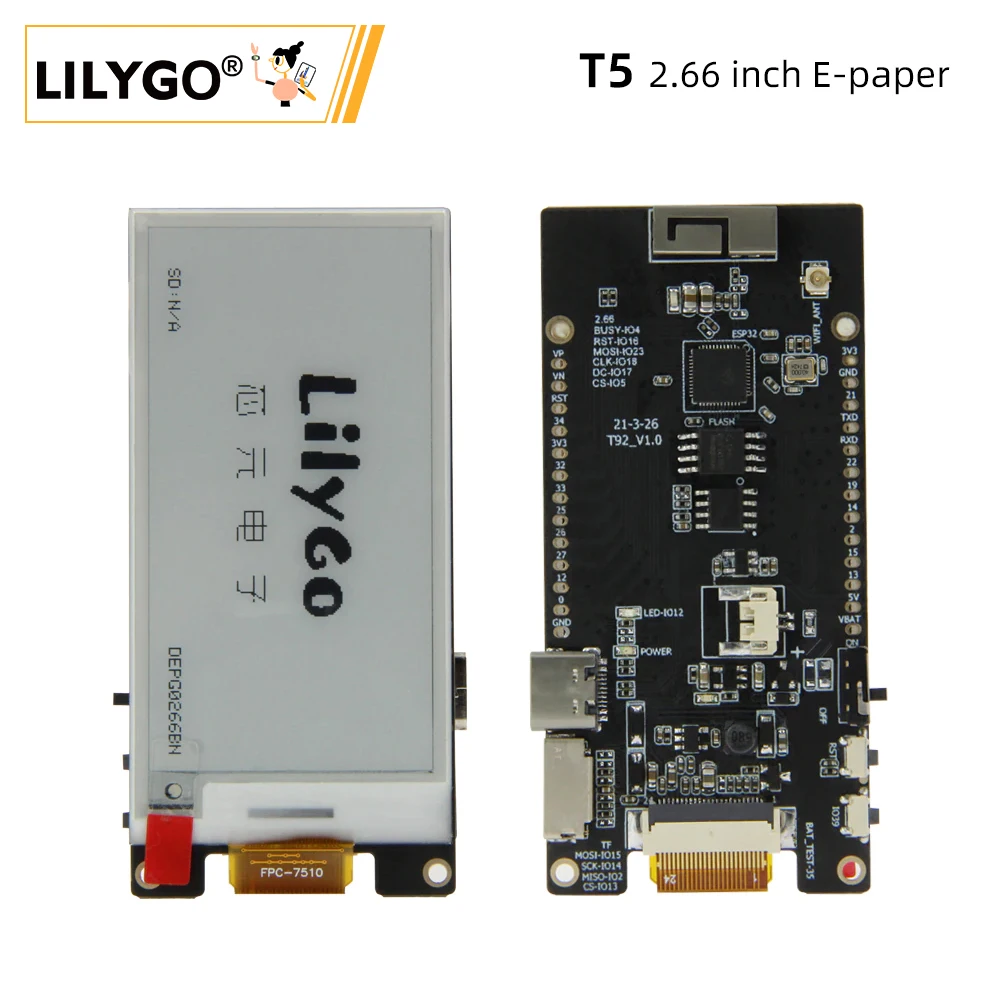 LILYGO® TTGO T5 2.66 inch E-paper Display 5 5-дюймовый ESP32 Беспроводной Wi-Fi Bluetooth модуль совместимый с