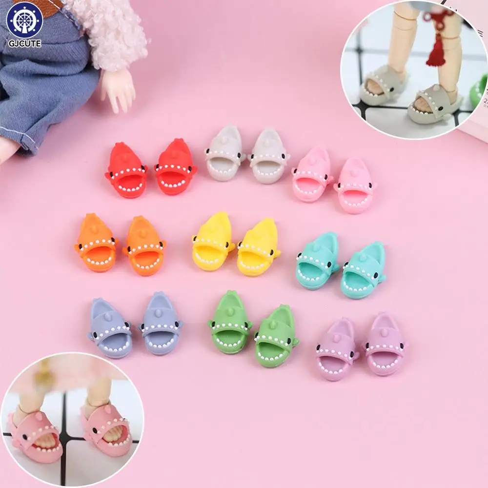 

1Pair OB11 Doll Shoes Shark Slippers Molly DOD GSC YMYdoll 1/12 BJD Doll Shoes Dollhouse Miniature Shoe Dolls Living Room Decor