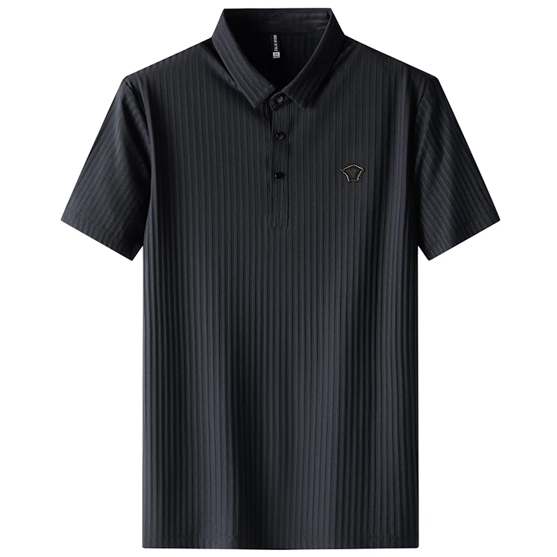 Рубашка-поло мужская из шелка и хлопка деловая Повседневная Свободная