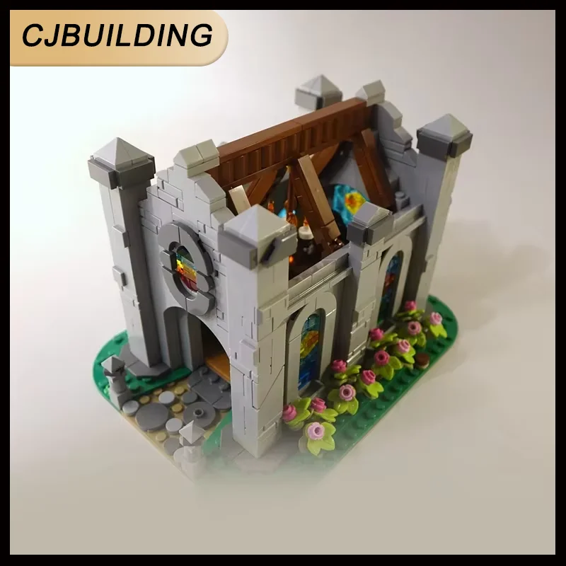Фото 978 деталей MOC: Средневековый замок, архитектурная миниатюрная модель церкви, конструктор, игрушка для самостоятельной сборки, подарок на день рождения №2
