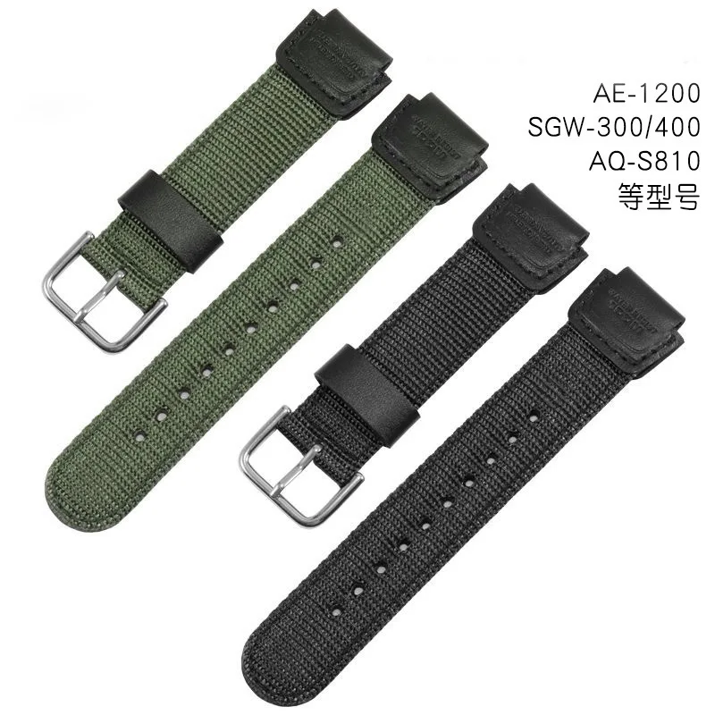 

Wristband Watch Accessories Bracelet Suitable for G SHOCK AE-1200WH/SGW-300/AQ-S810W Watchband Raised 18mm Nylon Canvas Strap