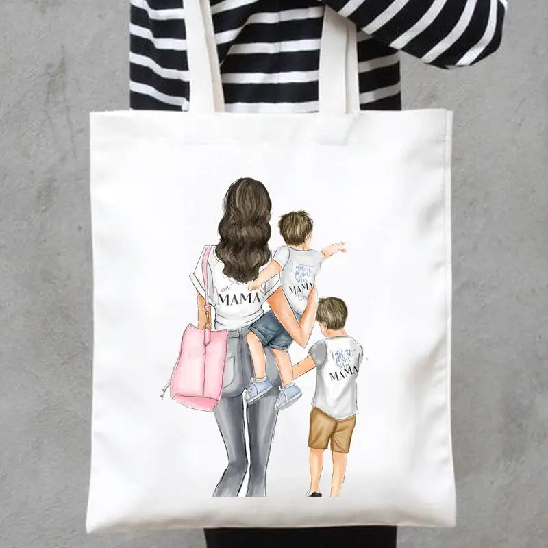 

Print Shopper Watercolor Mom Mother 90s Style Cute Handbags Fashion Shoulder Canvas Bags Casual Shopping Girls Women Tote Bag