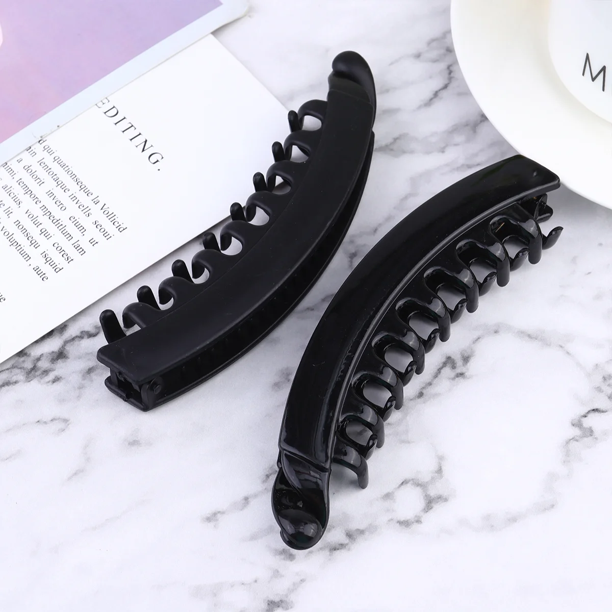 

10PCS Banana Hair Clips, Large Ponytail Clamps Non Spring Toothed Hair Grip for ( Black )