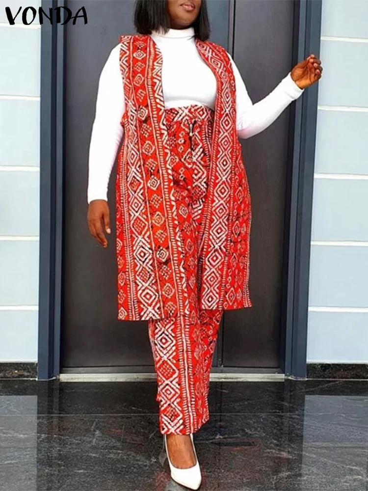 Сексуальные комплекты широких брюк без рукавов 2024 женские модные винтажные топы