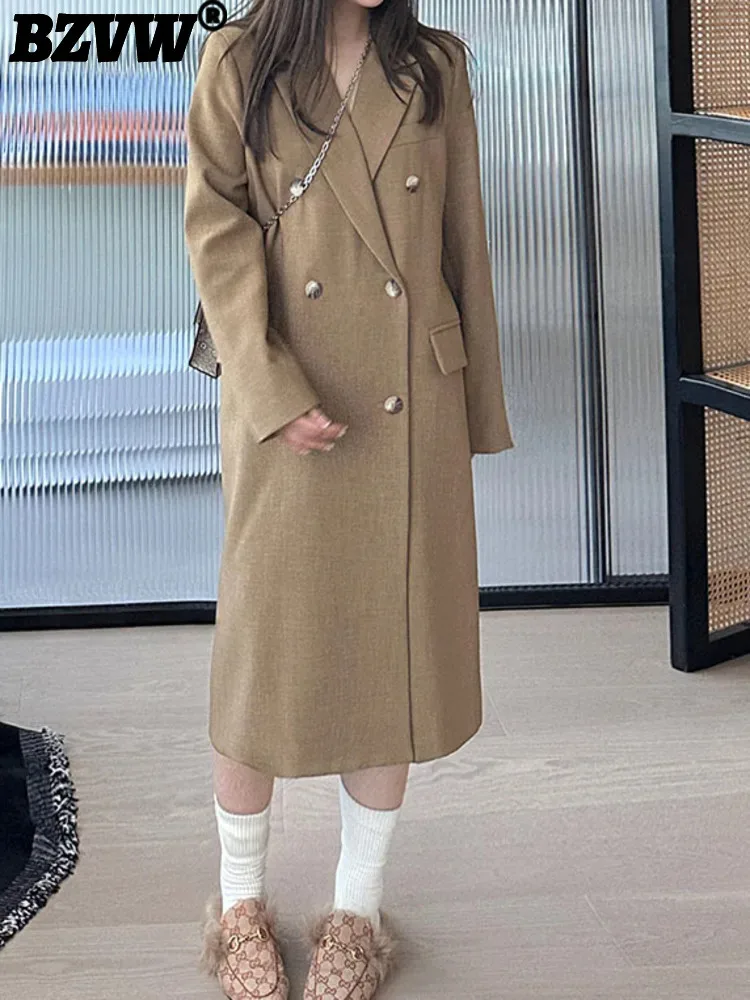 BZVW офисный женский длинный пиджак двубортный однобортный однотонный