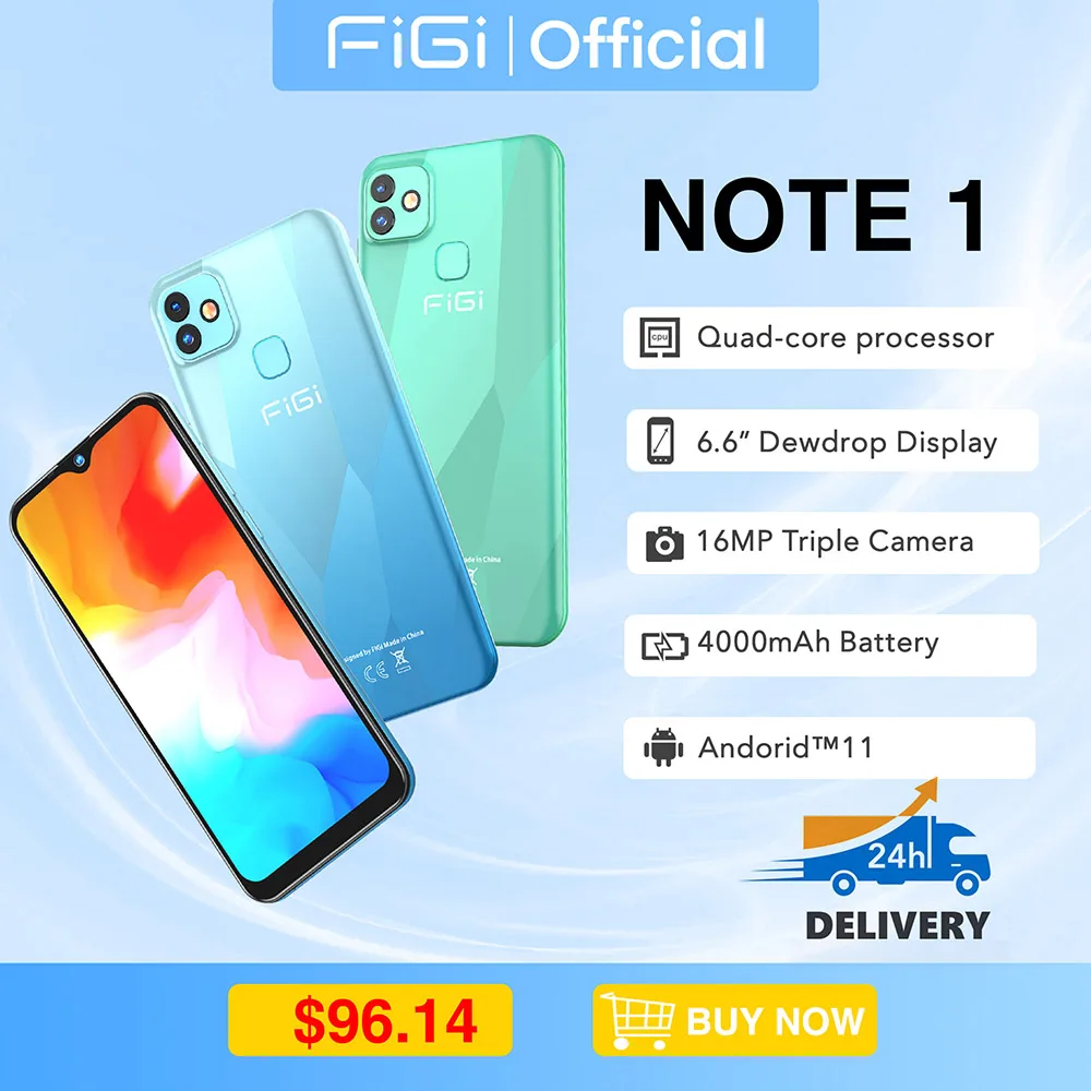[IN STOCK]FIGI Note 1 Unlock Smartphone 4GB 64GB Cell phone 6.6inch Display Helio P25 Octa Core 4000mAh 13MP Camera Mobile phone