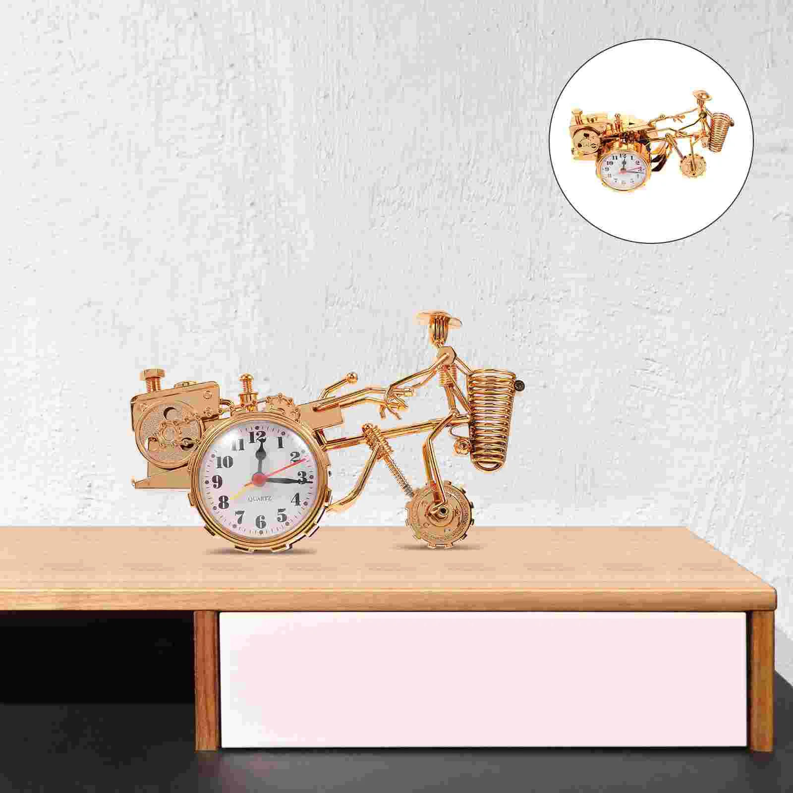 

Tractor Clock Vintage Car Decor Shape Ornaments Dual Use Penholder Desk Adorn Plastic Model Child Tabletop Retro Bedside