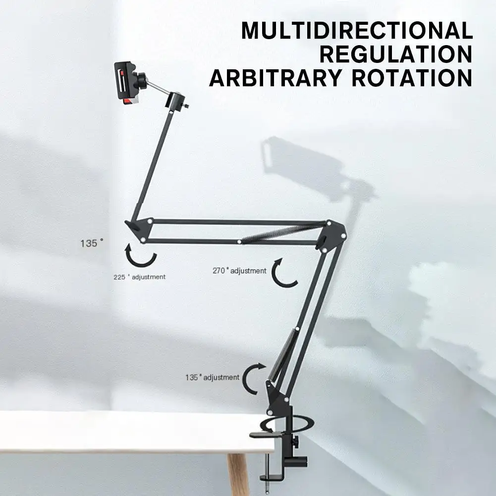 

Phones Tablet Holder For IPad Stand 360° Rotating Desktop Phone Mount Long Arm For 4.5-12.6 Inch Mobile Phones/tablets