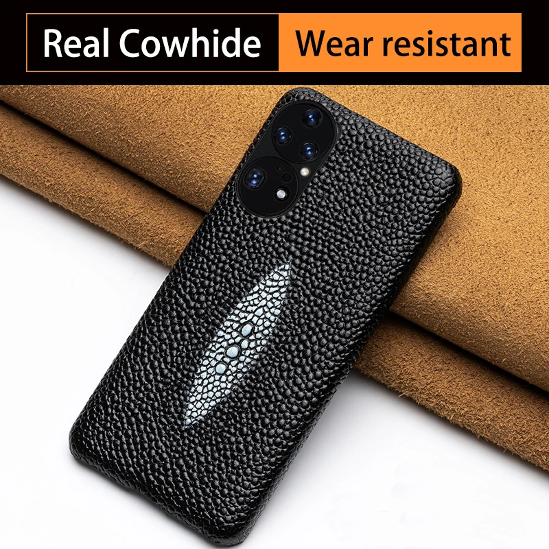 

Genuine Leather Phone Case For Huawei Mate 40 30RS 20 10 30lite P50 pocket p40 30 20 Pro Plus Nova 5T Pearl Fish Cover