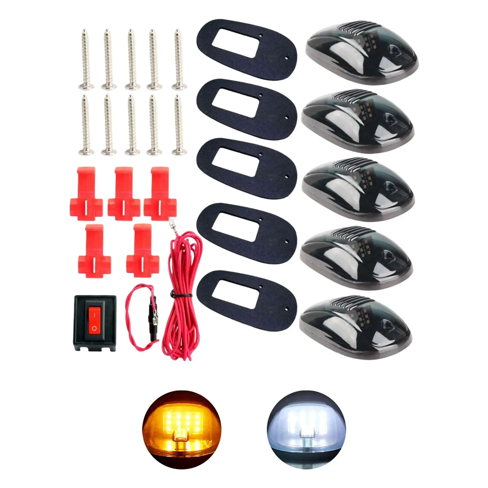 

Cab Dome Light Marker Lamp Running Light Assembly LED Lights 5Pcs Dome Light for SUV Rvs Vehicle Pickups