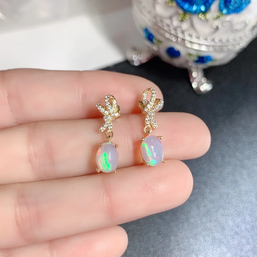 

Natural Opal Earrings Women's Silver 925 Earrings Women's Wedding Gems Free Shipping Earrings Sterling Certified Jewelry