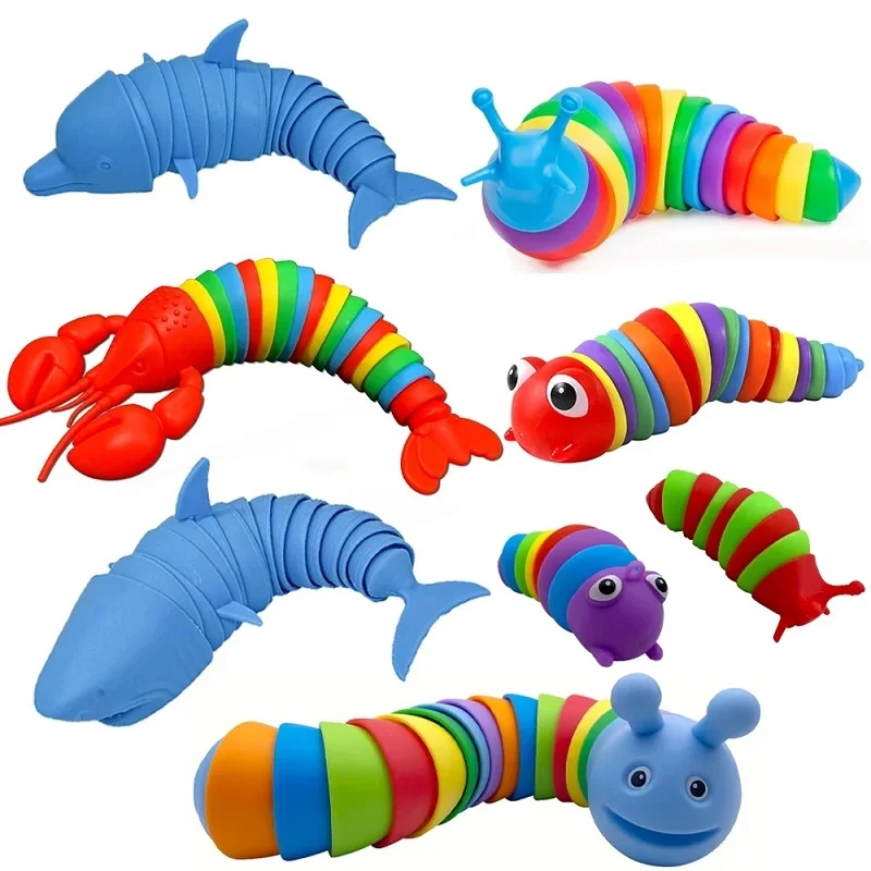 

Fidget Slug Articulated Fidget Toy Realistic Slug Insects Fidget Toy Kit Fun Crawling Sensory Keychain Set Release Stress