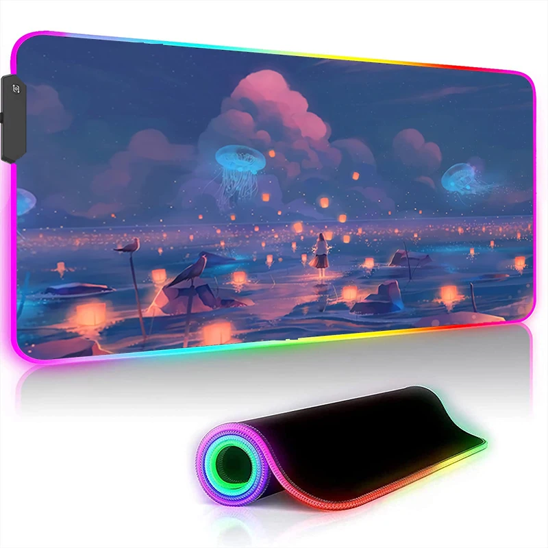 

Игровой коврик для мыши с RGB-подсветсветодиодный в городском стиле, крутой компьютерный игровой коврик для офиса, светящийся коврик для ноу...