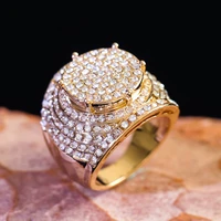 luxury big round cz rings gold color puffed marine micro paved full cubic zircon dazzling bling ring hiphop mens jewelry z4m057