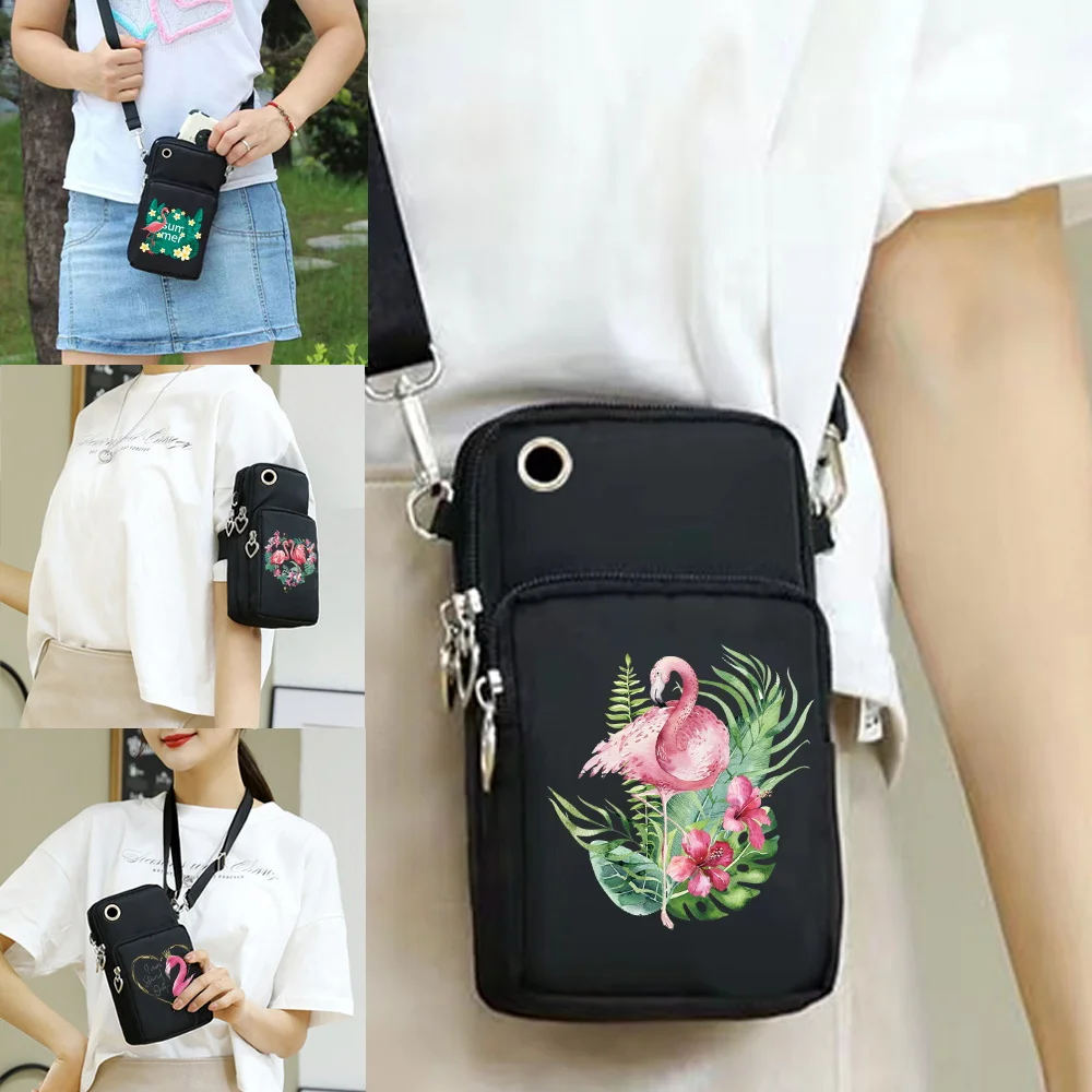

Universal Mobile Phone Bags Purse Pouch Shoulder Sport Arm Cover for IPhone/Huawei P30 P50 P40 Mate 20 Flamingo Pattern Wallet