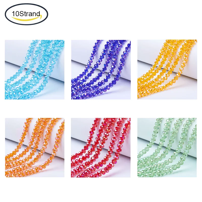 

10Strand Electroplate Glass Beads Strands AB Color Plated Faceted Rondelle 8x6mm Hole: 1mm, about 72pcs/strand 16.14 inch(41cm)
