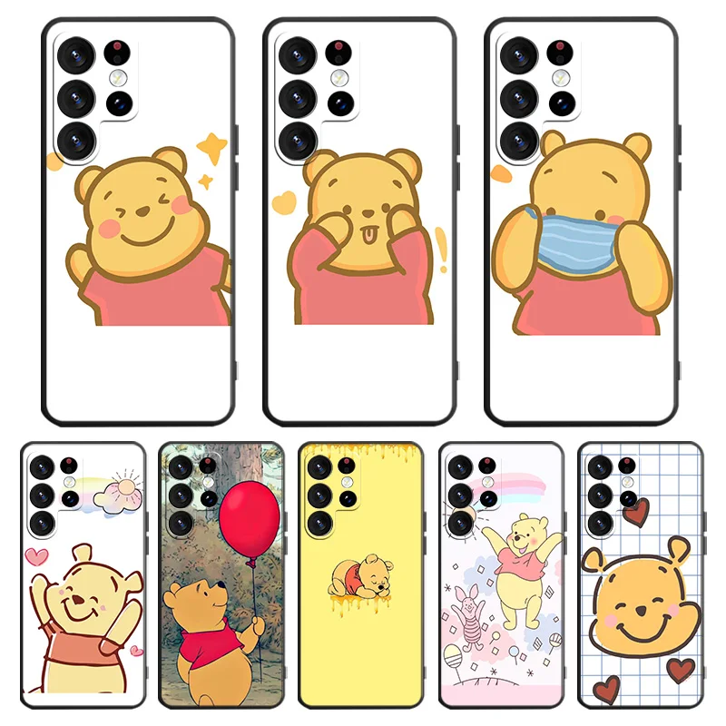 

Beautiful winnie the pooh Phone Case For Samsung Galaxy S23 S22 S21 S20 FE Ultra S10e S10 S9 S8 Plus Lite Black Cover
