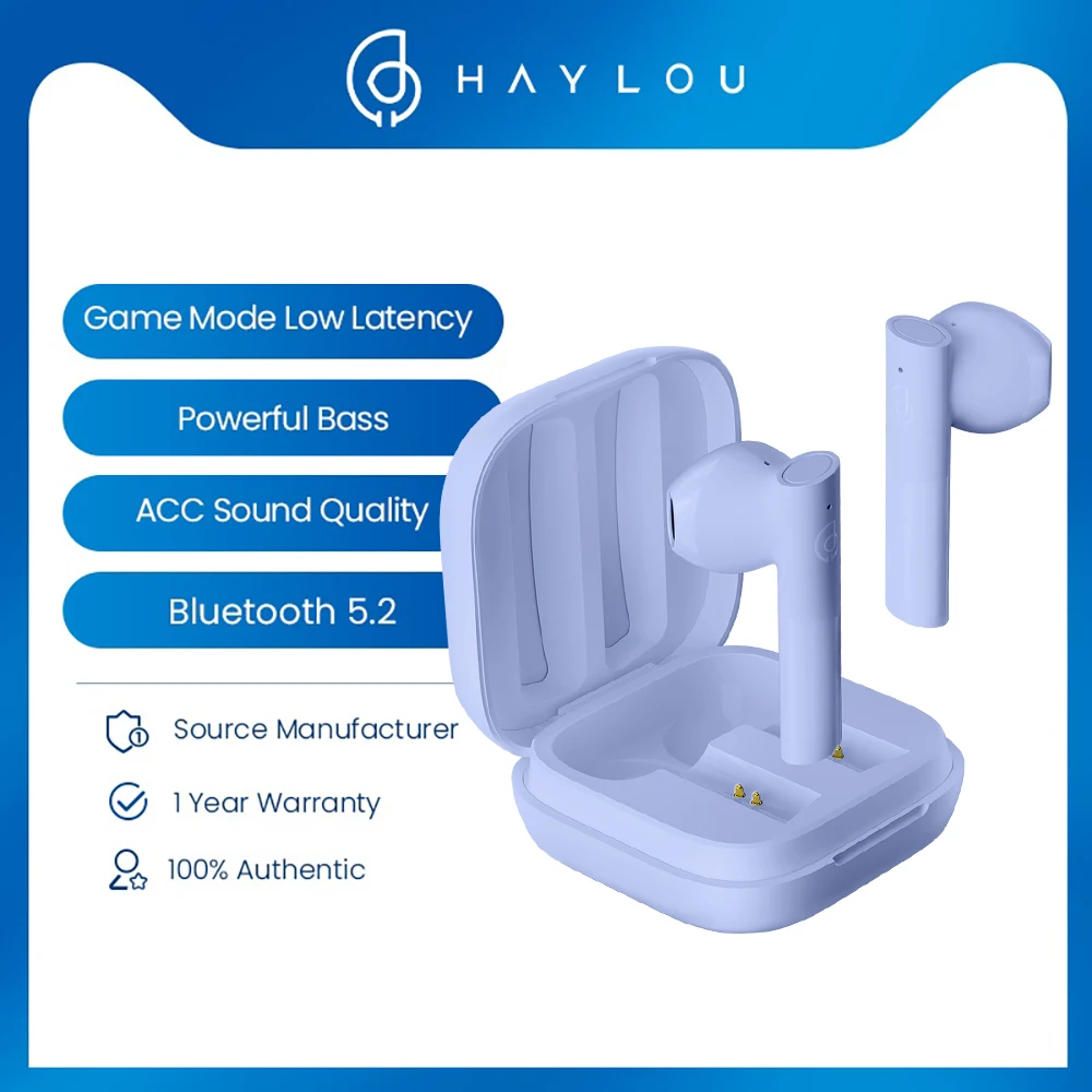 

New Purple Haylou GT6 True Wireless Bluetooth 5.2 Earphone HD Call Noise Reduction HiFi Stero Headphones Low Latency TWS Earbuds