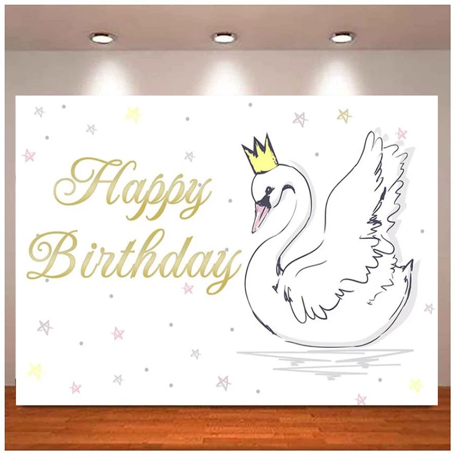 

Photography Backdrop Swan Princess Banner For Birthday Baby Shower Girls Photo Studio Background Party Decoration Banner Poster